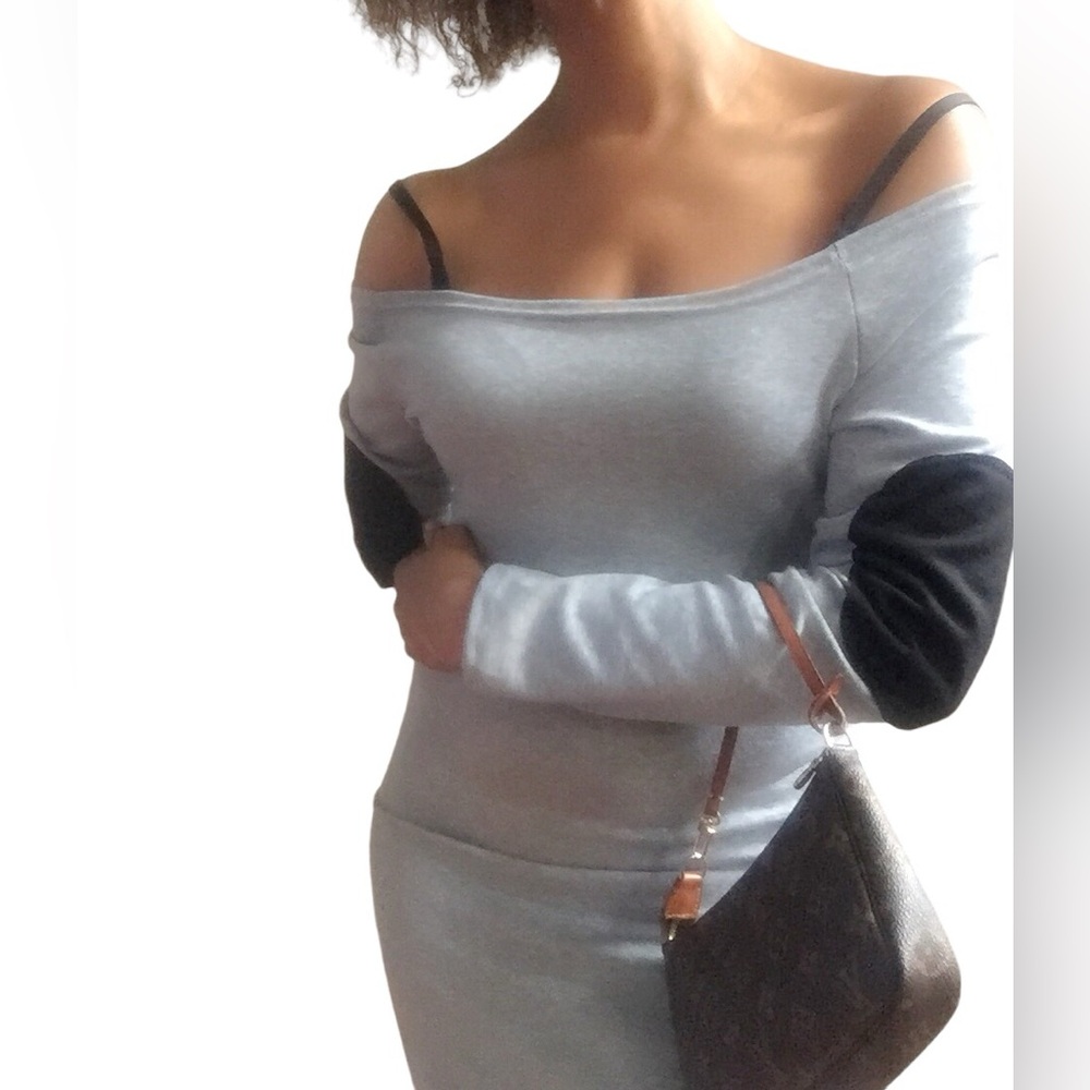 Off Shoulder Loungewear Dress Women Color Gray Size S